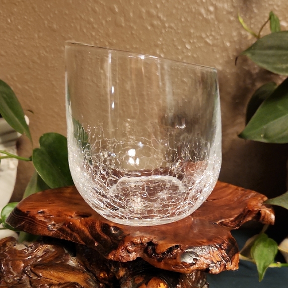 Pier 1 Other - Pier 1 Crackle Angled Rim Glass Tumbler--ONE ONLY
